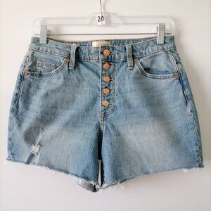 Universal Thread Vintage Midi Denim Button Fly Mid Rise Cut Off Shorts Size 4/27